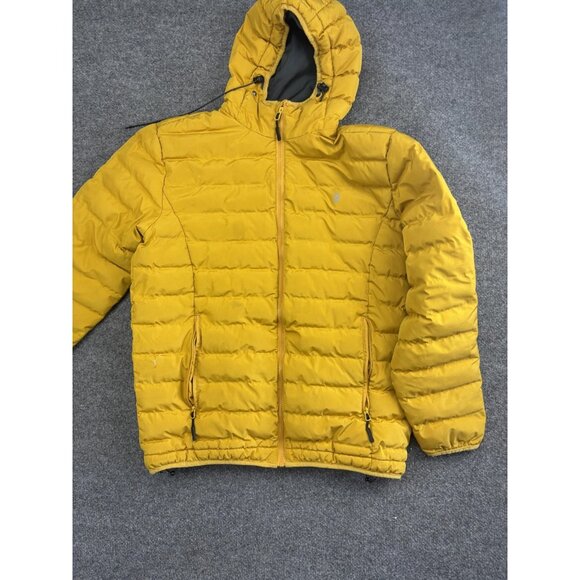 Little Donkey Andy Jacket Mens Large Yellow Hooded Puffer Coat Outdoor Polyester - Picture 1 of 8